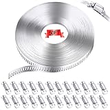 maierke 304 Stainless Steel Hose Clamp Assortment Kit,DIY 50FT Metal Strap + 24 Stronger Fasteners,Adjustable Worm Gear Hose Clamps Screw Clamps for Pipe,Tube,Duct and Fuel Line