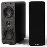 Micca OoO Passive Slim Bookshelf Speakers with 3-Inch Woofers and Silk Tweeter, Thin Design Under 4" Wide, for Desktop Stereo or Home Theater Surround Sound, Wall Mountable, Pair, Dark Walnut