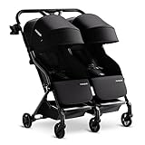 Mompush Lithe Double Ultralight Stroller, Lightweight Side by Side Stroller, Two Large Seats with Individual Recline, Easy Fold