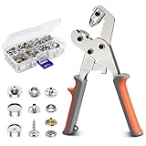 NEU MASTER Snap Fastener Tool, Heavy Duty Snap Fastener Kit with 140pcs Snap Buttons, Handheld Snap Pliers Canvas Repair Kit for Leather, Boat Covers, Marine Canvas, Tarp, Fabric