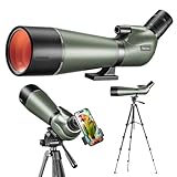 Nexiview 25-75x80 HD Spotting Scope with 64in Tripod and Upgraded Phone Adapter, Clear Image with BAK4 Prism Spotting Scopes for Target Shooting, Bird Watching, Hunting, Wildlife Viewing（Green）