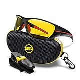 Night Driving Glasses for Men/Women - HD Yellow Lens for Night Vision (Red, Yellow Amber)