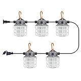 NS 50FT Construction String Lights 75W 7500LM LED String Work Lights Industrial Grade Best for Construction Sites, Renovation, Mine cave,Patio,Walkways and Other Outdoor Lighting