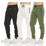 PURE CHAMP Mens 3 Pack Fleece Active Athletic Workout Jogger Sweatpants for Men with Zipper Pocket and Drawstring Size S-3XL (Large, Set 5)