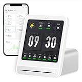 Qingping Air Quality Monitor Gen 2, Air Quality Monitor Indoor Detects PM2.5, CO2, PM10, Noise, Temperature and Humidity, New Upgraded Alarm Clock Function, Air Quality Tester for Bedroom, Smart Home