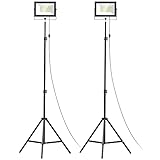 Rechargeable Led Work Light with Stand: 2 Set 22000 Lumen 200W Led Tripod Work Light - Adjustable and Foldable IP65 Waterproof Outdoor Portable Work Lights with Stand for Camping
