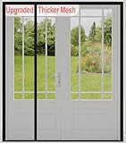 Reversible Left Right Side Opening Wide Magnetic Screen Door for Sliding & French Doors,Heavy Duty Thicker Reinforced Mesh Bug Door Screen Magnetic Closure,Screen 74.8" x 81",Fits Door to 72"x80"