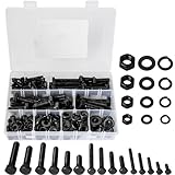 SHAOHUA M6 M8 M10 M12 Bolt Assortment, 232PCS Metric Bolt Assortment, Grade 8 Nuts and Bolts Assortment Kit, 15 SAE Sizes Nuts Bolts Washers Assortment Kit with Storage Case (Black)