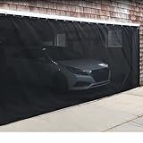Sliding Garage Door Screen with Track Closure - 2 Car 16x7 Ft Garage Door Retractable Privacy Curtain Keep Annoying Animals Out Easy Install Heavy Duty Fiberglass Mesh Net for Opening Garage Patio