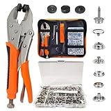 Snap Pliers for Metal Snaps, Heavy Duty Snap Fastener Tool Kit with 3 Dies& 60-Set Stainless Steel 15mm Snaps, for Boat Cover/Tarp/Marine Canvas/Leather Snaps Installation/Replacement-by MinliGUY