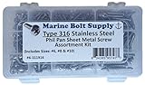 Type 316 Stainless Steel Phillips Pan Sheet Metal Screw Kit Marine Bolt Supply 6-111916