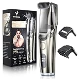 Vacuum Beard Trimmer for Men, New Version Adjustable Length with 2 Comb (1-20mm), Electric Vacuum Trimmer for Beard, Mustache, Stubble, Waterproof and Rinses Easy, High Precision for Skin fit
