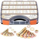 VIGRUE 1060PCS SAE & Metric Bolts Nuts Assortment Kit 1/4-20 5/16-18 3/8-16 and M6 M5 M4 Heavy Duty Assorted Hex Bolts Washers Nuts Fasteners Set with Portable Box, 25 Different Sizes