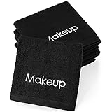 13 x 13 Inch Makeup Washcloths Reusable Makeup Remover Cloths Facial Cleansing Makeup Towels Cotton Soft Cosmetic Towel Water Absorbent Make up Cloth Face Towels for Women Skin Care, Black (12 Pcs)