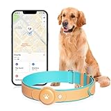 2-in-1 GPS Tracker for Dogs: Smart Collar with Real-Time Location, No Monthly Fee, Unlimited Range (iOS Only) GPS Tracker Dog Collar- Ideal for Small, Medium Large Dogs(Tracker Included) (Brown)