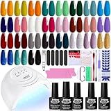 27 Colors Gel Nail Polish Kit with U V Light, U V LED Nail Dryer Lamp Curing Gel Nail Polish Set Popular Gel Nail Polish Set DIY at Home, Nail Manicure Tools