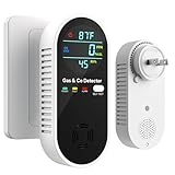4-in-1 Upgraded Combination Natural Gas Leak Detector and Carbon Monoxide Detectors, Dual Sensor Gas Leak Detector & Carbon Monoxide Detectors Plug in (Temperature & Humidity Sensor) for Home, RV