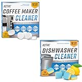 ACTIVE Coffee Maker Cleaner and Dishwasher Cleaner - Includes 24ct Coffee Maker Cleaning Tablets and 24ct Dishwasher Cleaning Tablets