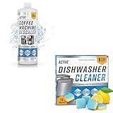 ACTIVE Dishwasher Cleaner and Coffee Machine Descaler - Includes 24ct Dishwasher Cleaning Tablets and 32oz Coffee Machine Cleaner