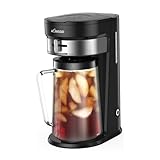 AEMEGO Iced Tea Maker, Brewing System with 2.5-quart Glass Pitcher, sliding strength selector, Stainless Steel Decoration, Reusable Filter (Black)