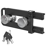 AST Double Door Security Lock, French Double Door Lockout Device, Reinforcement Lock & Key for Knobset and Handleset, Prevent Kick Ins, Childproof, Barricade Lock (Matte Black with snib and Cylinder)