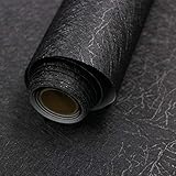 Abyssaly 15.7 inch X 984.2 inch Black Silk Wallpaper Embossed Self Adhesive Peel and Stick Wallpaper Removable Kitchen Wallpaper Vinyl Black Wallpaper Cabinet Furniture Textured Wallpaper