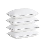 Acanva Cooling Bed Pillows for Sleeping, Luxury Hotel Quality 3D Microfiber Filling with Breathable Cover for Side Back and Stomach Sleepers, Reduces Neck Pain, King (Pack of 4), Black 4 Count
