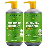 Alaffia Sensitive Skin Body Wash Pack, Everyday Coconut Body Wash for Men & Women, Natural Body Wash with Plant Based Ingredients, Coconut Oil, Coffee, Vitamin E, Purely Coconut (2 Pack-32 Fl Oz Ea)