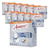 Amaze! Premium All-in-One Dishwasher Tablets (12 boxes of 35 tabs) - Fresh Scent - Powerful Dish Detergent. Fight Hard Water Buildup. High Performance. Dissolvable Film.