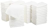 Amazon Basics Bath towel for Face, bathroom, 100% Cotton Extra Absorbent, Fast Drying salon towels, 60 Pack, White (12 x 12 inches)