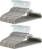 Amazon Basics Slim, Velvet, Non-Slip, Durable Suit Clothes Hangers for Closet, Coats, Pants, Shirts, Gray/Silver, Pack of 100