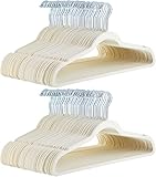 Amazon Basics Slim, Velvet, Non-Slip, Space-Saving Suit Clothes Hangers, Pack of 100, Ivory/Silver