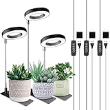 Aokrean Plant Grow Light, 48 LEDs Full Spectrum Grow Light for Indoor Plants, Height Adjustable Small Halo Light with Base, 3 Optional Spectrums, Auto Timer 3/9/12Hrs, 10 Brightness, 3 Pack