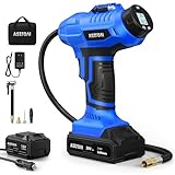 AstroAI Cordless Tire Inflator Air Compressor 20V Rechargeable Battery Powered 160PSI Portable Handheld Air Pump with 12V Car Power Adapter Digital Pressure Gauge for Cars Motorcycles Blue