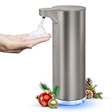 Automatic Foaming Soap Dispenser, Rechargeable Touchless Foam Hand Soap Dispenser for Bathroom, Stainless Steel Soap Pump for Kitchen, Water-Resistant, Xmas Gift 9oz