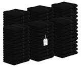 Avalon Towels Cotton Washcloths – (Pack of 60) Size 12x12 Inches, 100% Ring Spun Cotton, Soft & Absorbent Face Towels, Gym Towels, Hotel and Spa Quality, Reusable Fingertip Towels (Black)