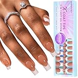 BTArtboxnails XCOATTIPS French Tip Press on Nails, 300pcs Brown Long Square French Tip Gel Nails, French Tip Nails for DIY Nail Art
