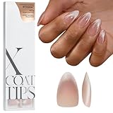 BTArtboxnails XCOATTIPS Press on Nails - Cat Eye Christmas Press on Nails, French Tip Nails Short Almond Nail Tips, Soft Gel Nails False Nail, Soak Off Acrylic Fake Nails Extensions