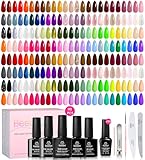 Beetles 110 PCS Gel Nail Polish Set, 100 Colors Infinite Inspiration All Season Red Brown Green Black Gel Polish with 5Pcs Base Top Coat Soak off UV Gel for Manicure Lovers DIY at Home Gifts for Women