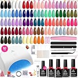 Beetles Gel Nail Polish Kit with U V Light, 32 Colors Gel Polish Nail Kit 50 Pcs Gel Polish Set with Base and Matte&Glossy Top Coat Soak Off All Season Gel Nail Kit Manicure Tools Gifts for Women