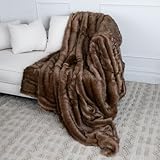 Best Home Fashion Heavyweight Super Soft Luxury Faux Fur Throw Blanket - 58" W x 84" L - Autumn Sable