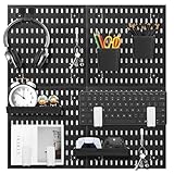 Black Pegboard Combination Kit,Versatile Wall Organizer with 4 Plastic Panels and 40 Accessories for Craft Room,Bathroom,Nursery Storage,Office and Gaming Setup With Customizable Hanging Solutions