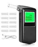 Breathalyzer, Professional-Grade High Accuracy Portable USB Rechargeable Alcohol Tester Breathalyzer with LCD Digital Display for Home Use(10 Mouthpieces)