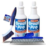 Bring It On Grout Cleaner Pro with Grout Cleaning Brushes – 32Fl Oz x 2 Grout Cleaner for Shower Tile Includes Heavy-Duty Grout and Tile Cleaner Brushes – Effectively Removes Mineral Deposits