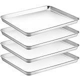 CEKEE Stainless Steel Baking Sheet Set of 4, Large Baking Pan & Cookie Sheet & Baking Tray for Oven, Half Sheet Pan, Size 18 x 13 x 1 inch, Heavy Duty & Mirror Finish & Easy Clean