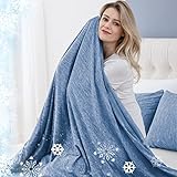 CHOSHOME Cooling Blanket for Hot Sleepers Lightweight Summer Cold Thin Blankets for Sleeping, Hot Flashes Night Sweats, Soft Blanket for Bed, Queen Size, Blue