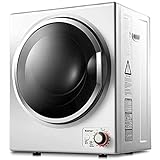 COSTWAY Compact 110V Electric Portable Clothes Stainless Steel Tub Laundry Dryer, for 4 Automatic Drying Mode, White