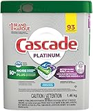 Cascade Platinum ActionPacs Dishwasher Detergent with Dawn, Fresh Scent - 92 Count with 10pct bonus 102 packs