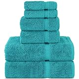 Chakir Turkish Linens Luxury Spa and Hotel Quality Premium Turkish Cotton 6-Piece Towel Set (2 x Bath Towels, 2 x Hand Towels, 2 x Washcloths)