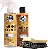 Chemical Guys SPI410 Leather Cleaner and Conditioner Bundle with ACC_S95 Long Bristle Horse Hair Leather Cleaning Brush, Safe for Car, Home, Office, & More (3 Item Bundle with 2-16 fl oz Bottles)